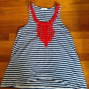 EUC navy striped tank